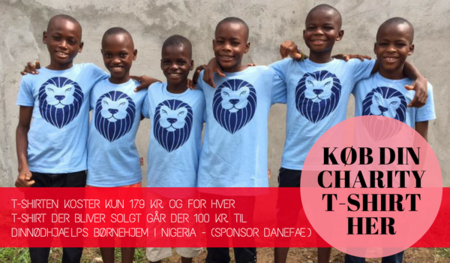 Køb din charity t-shirt til børn fra DINNødhjælps sponsor Danefæ her. T-shirten koster kun 179 kr. og for hver t-shirt der bliver