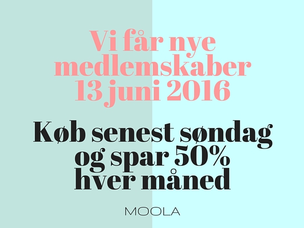 Vi får nye medlemskaber 13 juni 2016 - Køb senest søndag og spar 50% hver måned